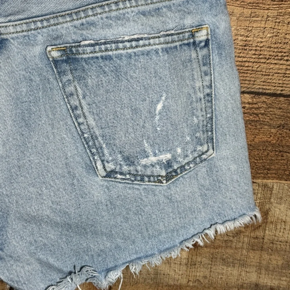 AGOLDE Parker Cut Off Jean Shorts Distressed High-Waisted size 28 Light Wash